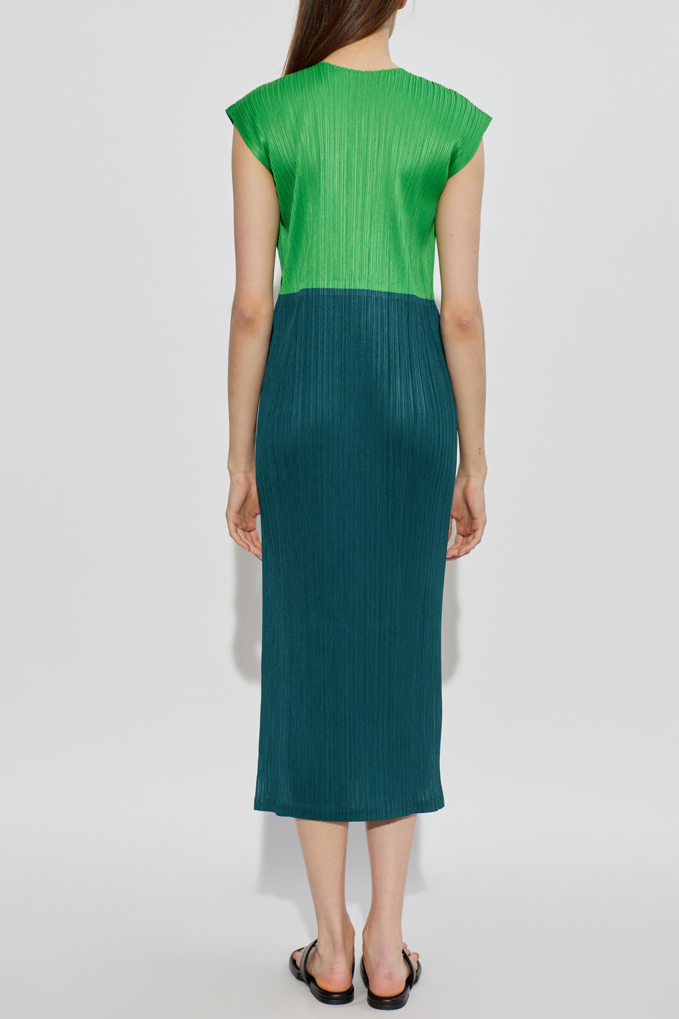 Pleats Please Issey Miyake Pleated dress with side slits | Women's